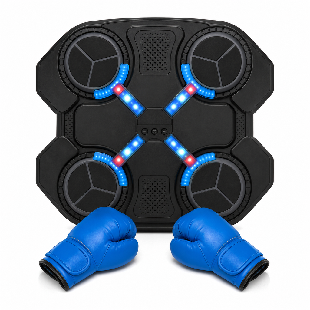 Cible de Boxe Musicale Électronique Murale avec LED et Gants – Jeu d’Entraînement Interactif