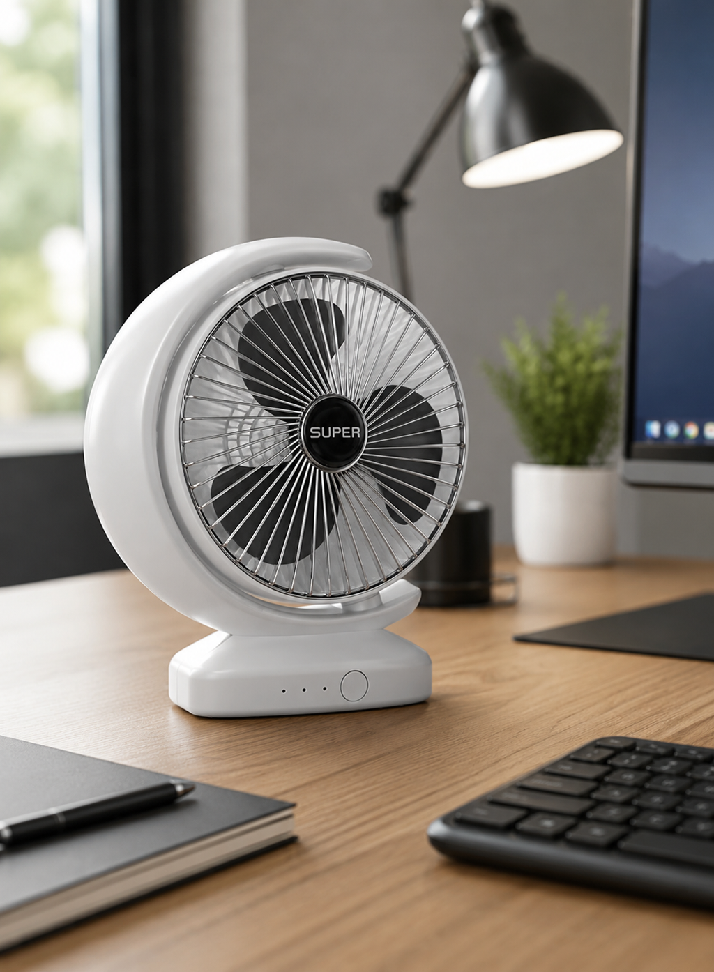 Ventilateur Rechargeable Ventilateur éLectrique de Bureau USB Mini Ventilateur Assez 90 ° Ventilateur à DegréS RéGlables Ventilateur Portable-Argent