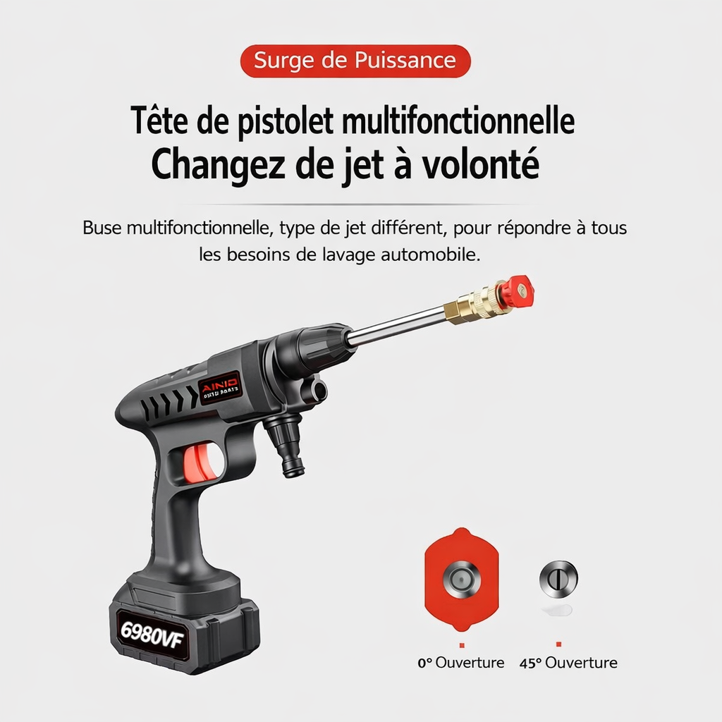 Pistolet à eau haute pression sans fil pour lavage de voiture, auto-amorçant, recharge 30000mAh, 300W, avec batterie Eddie ion Outils de kit de livres de voiture, fournitures de lavage