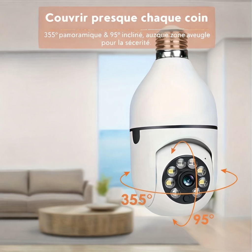 2 pièces Ease Life APP-ampoule caméras de sécurité intérieure extérieure sans fil WiFi caméra 2.4GHz, 360 degrés, E27 prise de lumière vis