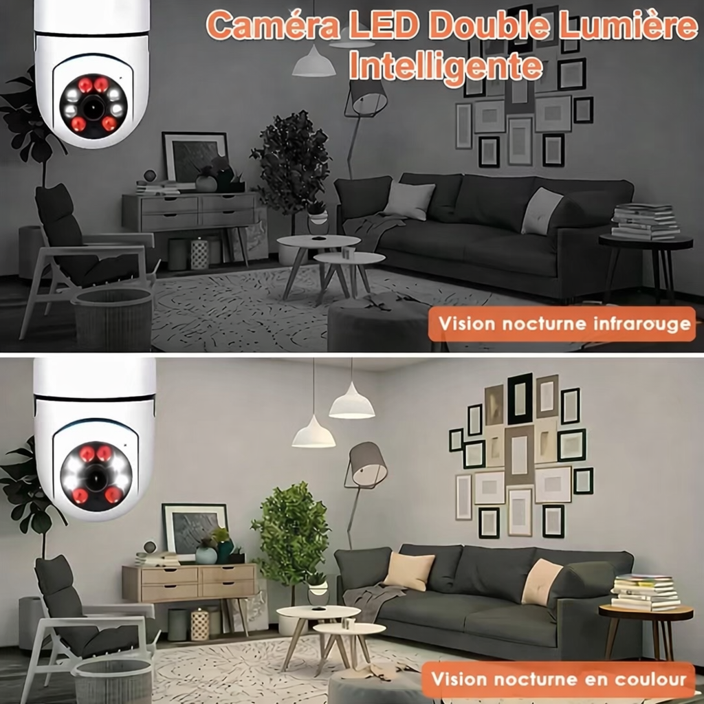 2 pièces Ease Life APP-ampoule caméras de sécurité intérieure extérieure sans fil WiFi caméra 2.4GHz, 360 degrés, E27 prise de lumière vis