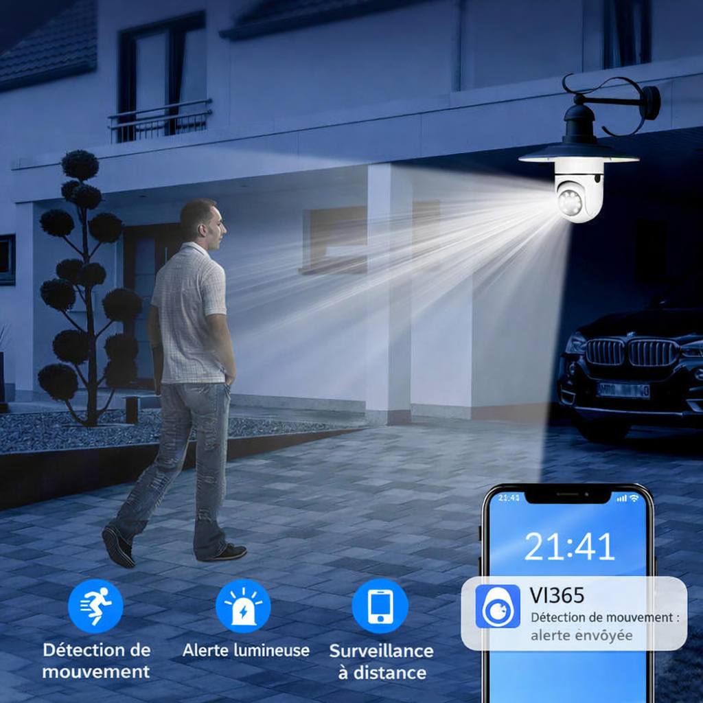 Easy cam Life APP-caméras de sécurité à ampoule caméra WiFi sans fil extérieure 5GHz, 360 degrés, prise de lumière E27 vis en sécurité