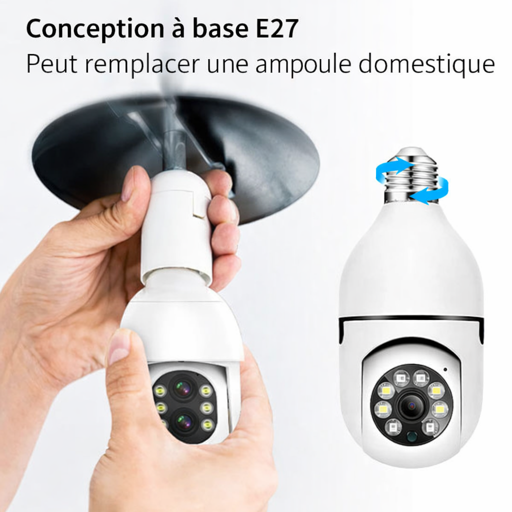 Easy cam Life APP-caméras de sécurité à ampoule caméra WiFi sans fil extérieure 5GHz, 360 degrés, prise de lumière E27 vis en sécurité