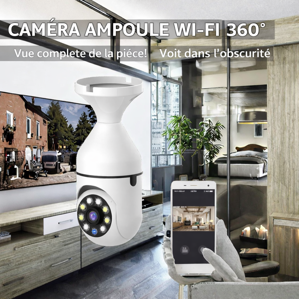 Easy cam Life APP-caméras de sécurité à ampoule caméra WiFi sans fil extérieure 5GHz, 360 degrés, prise de lumière E27 vis en sécurité
