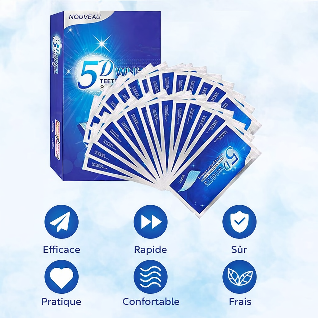 Bande de blanchiment des dents 5D, 7/14/21/28 paires de bandes plus blanches pour éliminer les taches de café, Kit de blanchiment des dents efficace à usage domestique