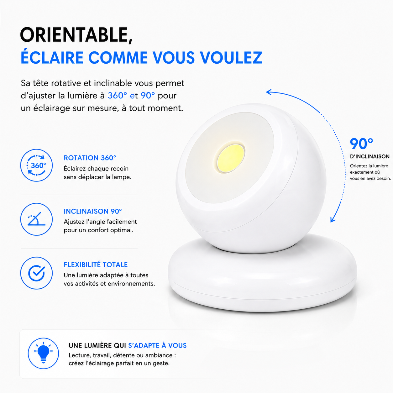 Lampe murale magnétique Super lumineux, alimentée par 3 piles AAA, lampe de Table pour toilettes et chambre à coucher