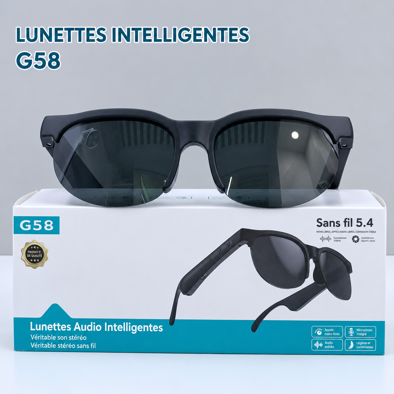 Lunettes de soleil intelligentes Bluetooth avec traduction en temps réel