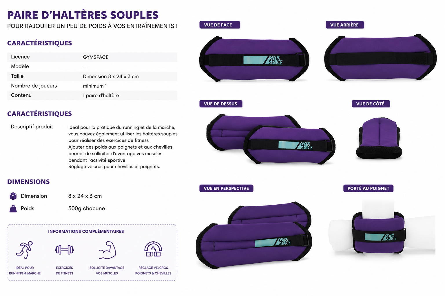 Paire d'haltères souples pour rajouté un peu de poids à vos entrainements !