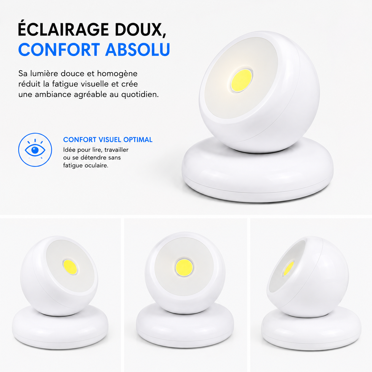 Lampe murale magnétique Super lumineux, alimentée par 3 piles AAA, lampe de Table pour toilettes et chambre à coucher