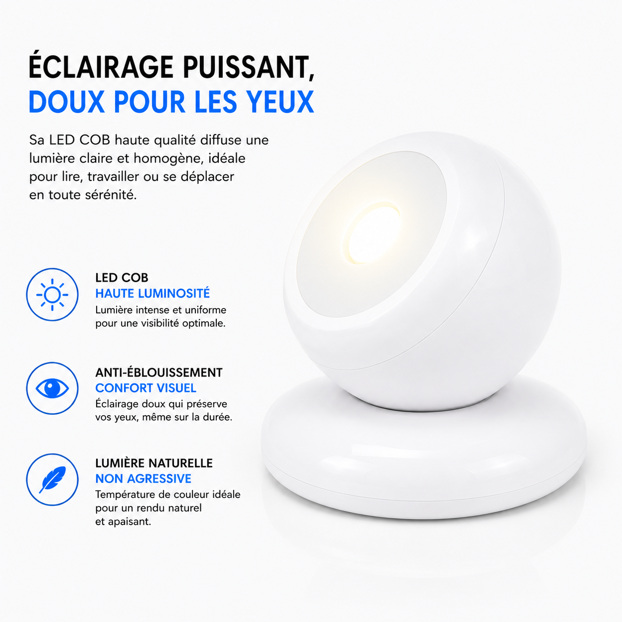 Lampe murale magnétique Super lumineux, alimentée par 3 piles AAA, lampe de Table pour toilettes et chambre à coucher