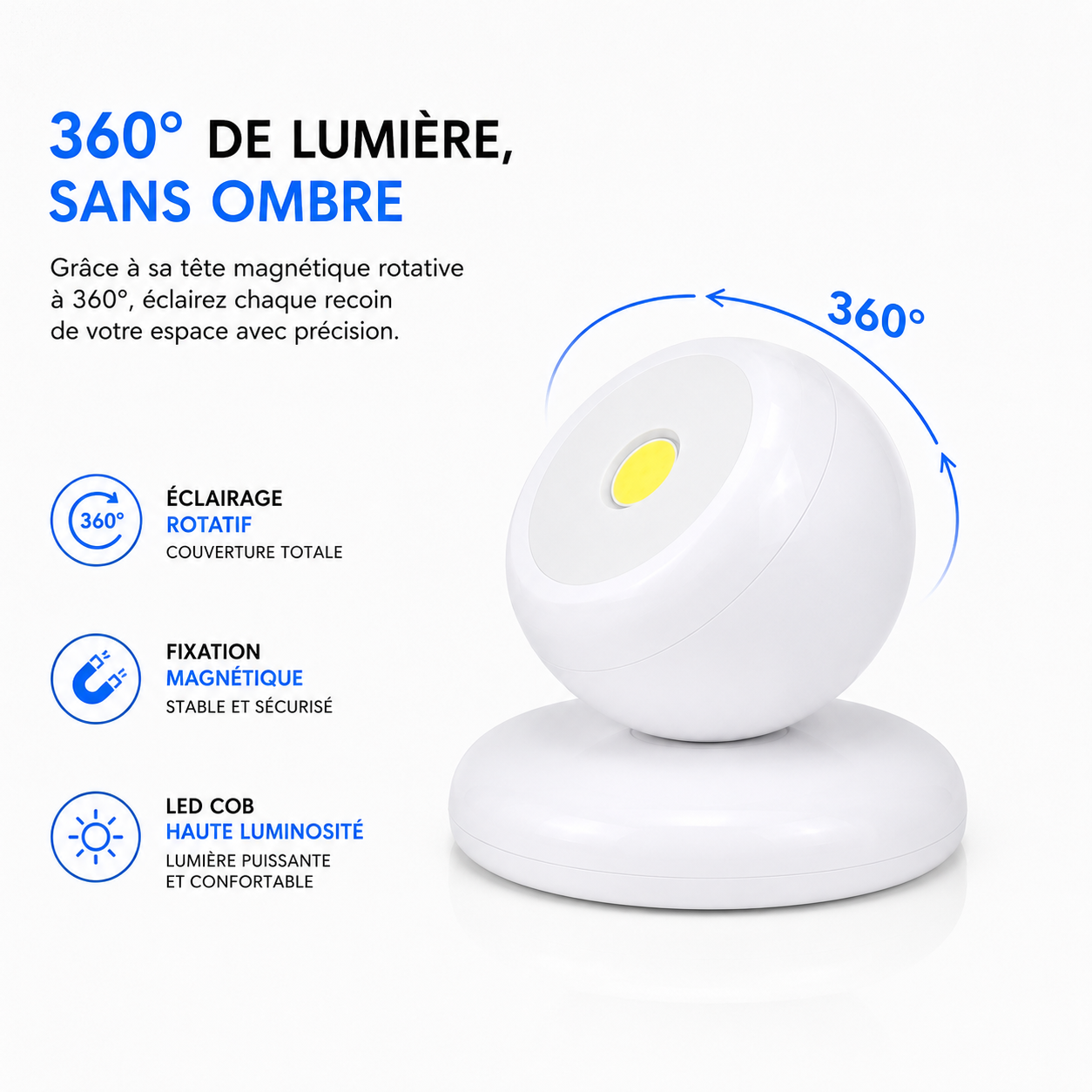 Lampe murale magnétique Super lumineux, alimentée par 3 piles AAA, lampe de Table pour toilettes et chambre à coucher