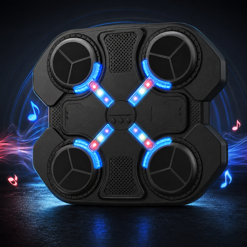 Cible de Boxe Musicale Électronique Murale avec LED et Gants – Jeu d’Entraînement Interactif